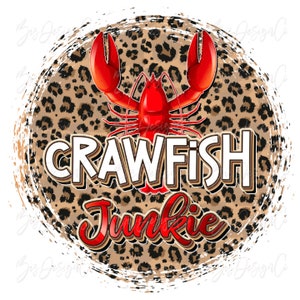 Leopard Crawfish Junkie png, Retro leopardo Crawfish sublimazione disegni download, Crawfish Season tshirt png design clipart files download
