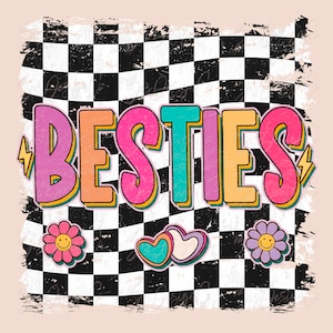 Melhor amigo coração png. Pink Retro Besties png, downloads de designs de sublimação de melhores amigos, design de camisa Mama é minha melhor amiga clipart de amizade