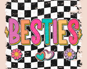 Besties heart png. Pink Retro Besties png, Best Friends sublimation designs downloads, shirt design Mama is my bestie friendship clipart