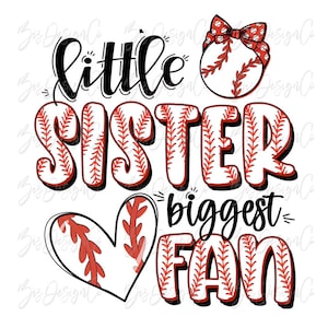 Kleine Schwester größte Fan Baseball png, Vintage Retro Baseball Sublimation Designs Downloads, sis T-shirt lustige Shirt Design Sport Clipart