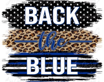 Back the blue png, 4th of july sublimation designs downloads , Blue Stripe Stars Police Design shirt tshirt, leopard american flag clipart