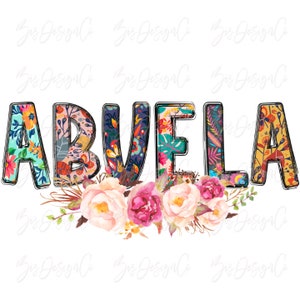 Abuela sublimatie ontwerpt downloads, oma sublimatie bestanden png, bloemen Abuela Instant Download, Aquarel Floral Designs ideeën modern