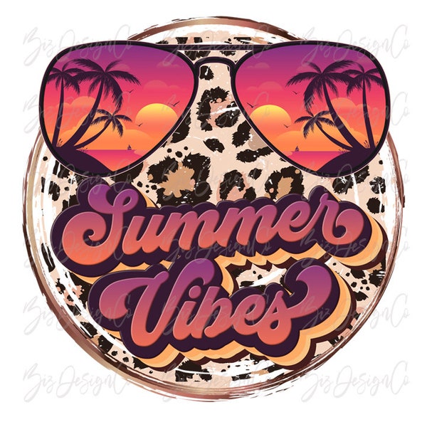 Summer vibes png, Retro summer life shirts for woman design file, Beach sublimation design downloads, color sunglasses beach clipart file