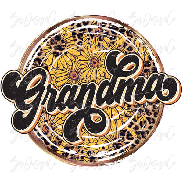 Sunflower grandma png, RETRO grandma sublimation designs downloads, leopard sunflower mom png, mother's day tshirt clipart files download