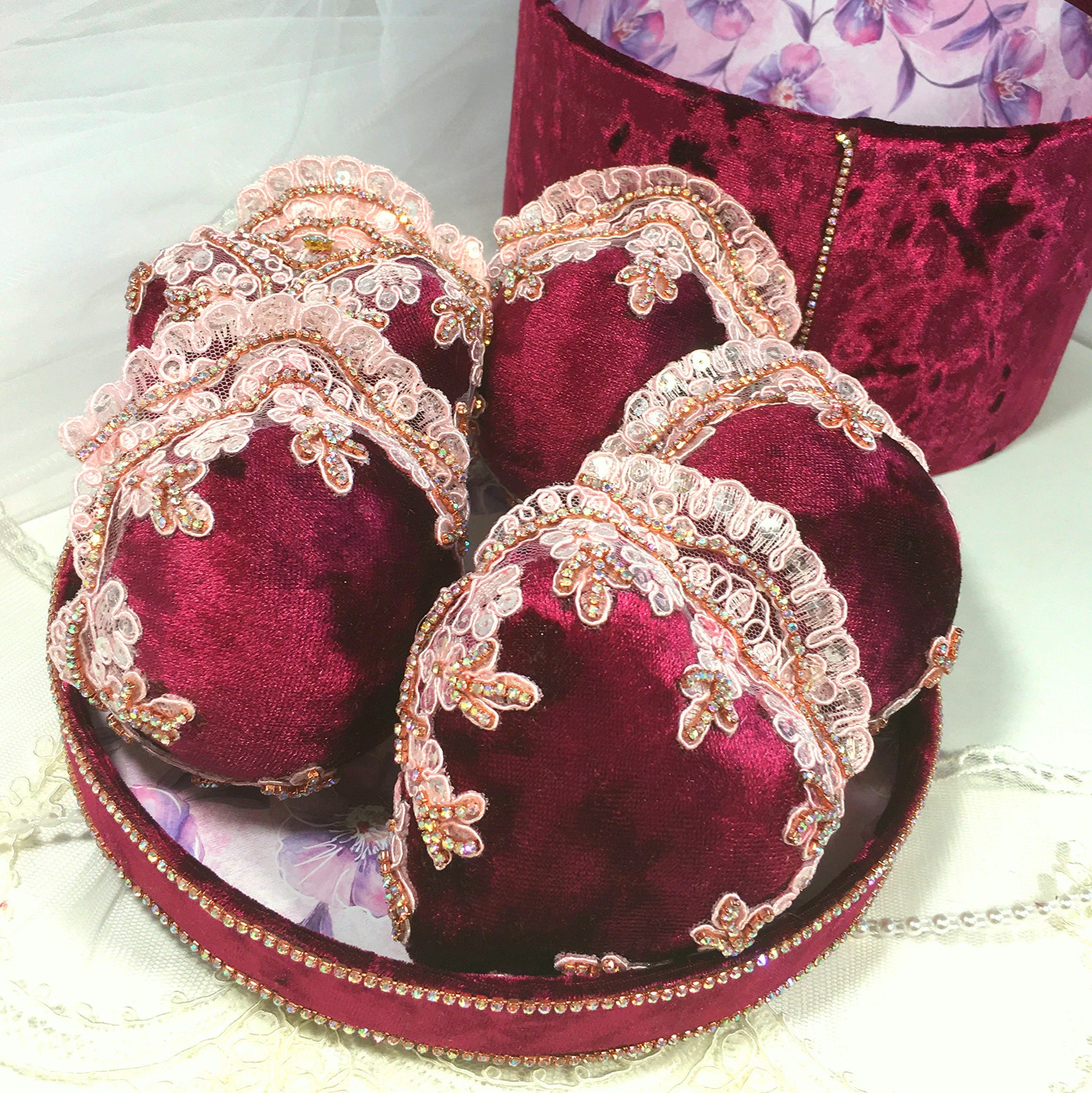 Velvet Christmas ornaments set of 5 handmade tree toys in Etsy