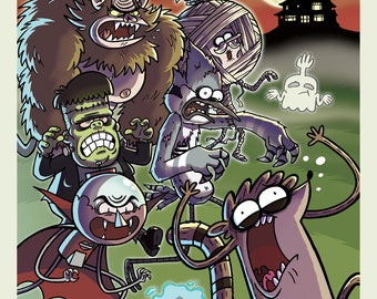 Regular Show spooky VHS A3 poster print