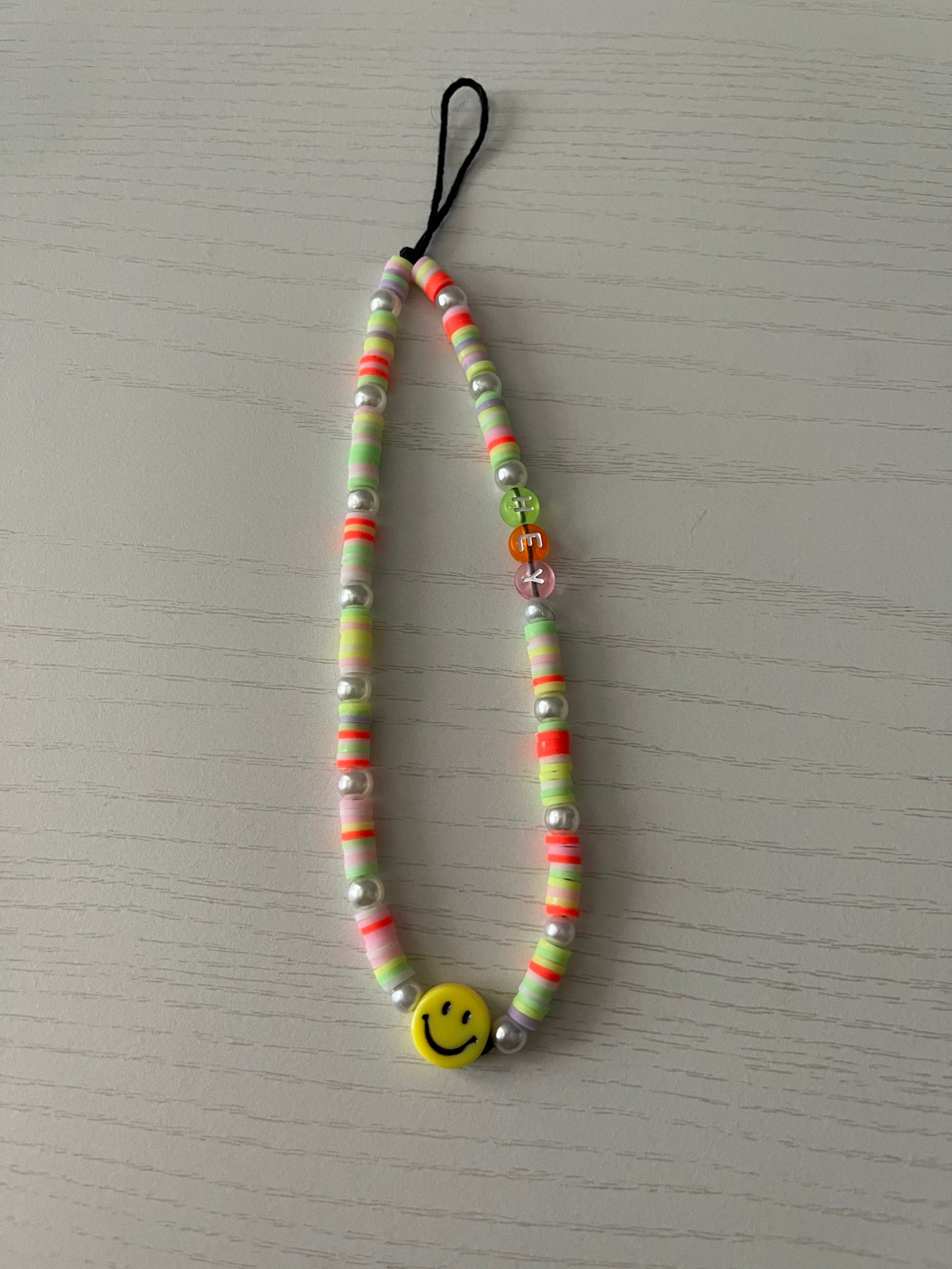 Y2K clay bead phone charm with text Etsy