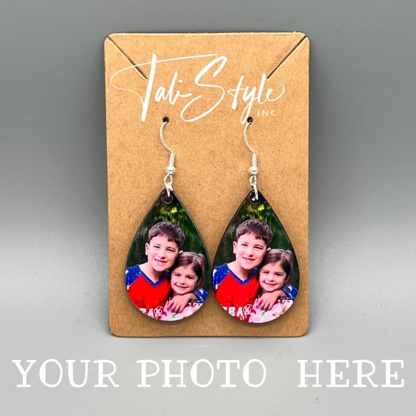 Your Photo Here Customized Hypoallergenic Tear Drop Earrings