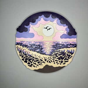 Sunrise Sunset Beach 8 Layered Wood Art Decor - Hand Painted