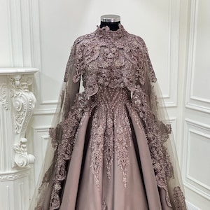 Mosslemisches Abendkleid, Gastkleid aus Spitze, Verlobungskleid, Muslimisches Hochzeitskleid, Islamische Kleider, Hochzeitsgastkleider, Lange Ärmel