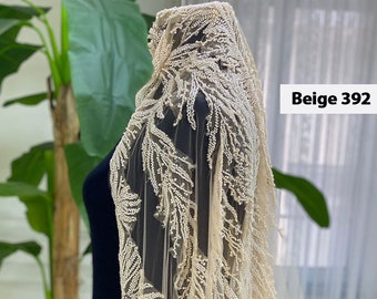 COLOR VEILS / Hijab Head Set, Cathedral Veil, Long Veil, Beaded Lace Veil, Bridal Head Set, Muslim Bride Head Set, Hijabi Wedding Veil