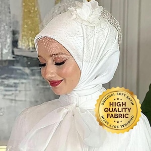 Bridal Headscarf: Soft White Nikkah Turban, Quality Fabric (1 Meter)