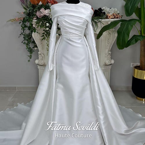 veiled satin dress XS / 54"