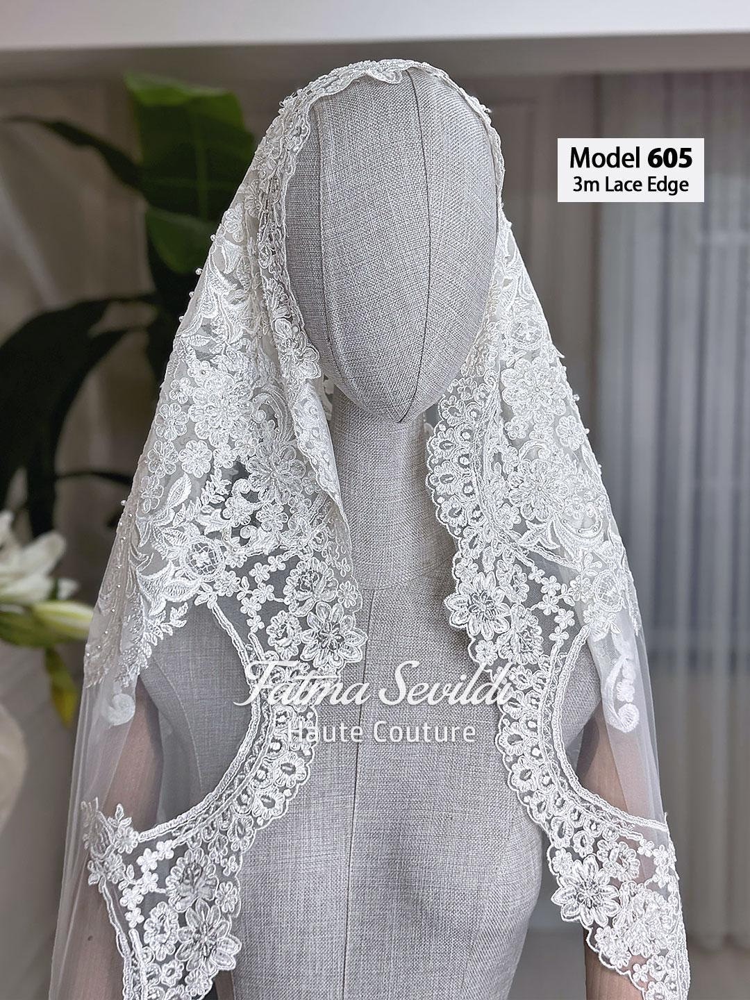 Veiled Model PART11 Lace Edge Hijab Veils: Cathedral Wedding Veil, Bridal Head Set ...