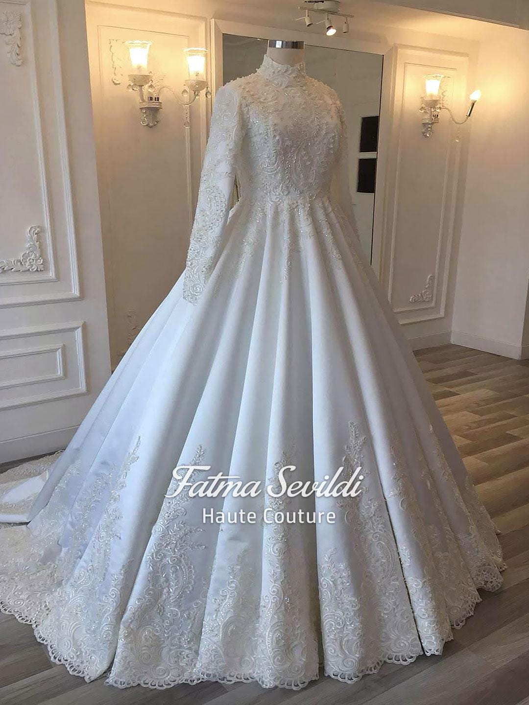 muslim bridal gown with hijab
