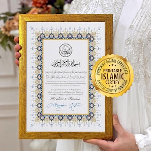 C3- Islamische Heiratsurkunde, Digitale Urkunde, Nikkah Urkunde, Islamischer Hochzeitsvertrag, Nikah Nama, Printable Urkunde