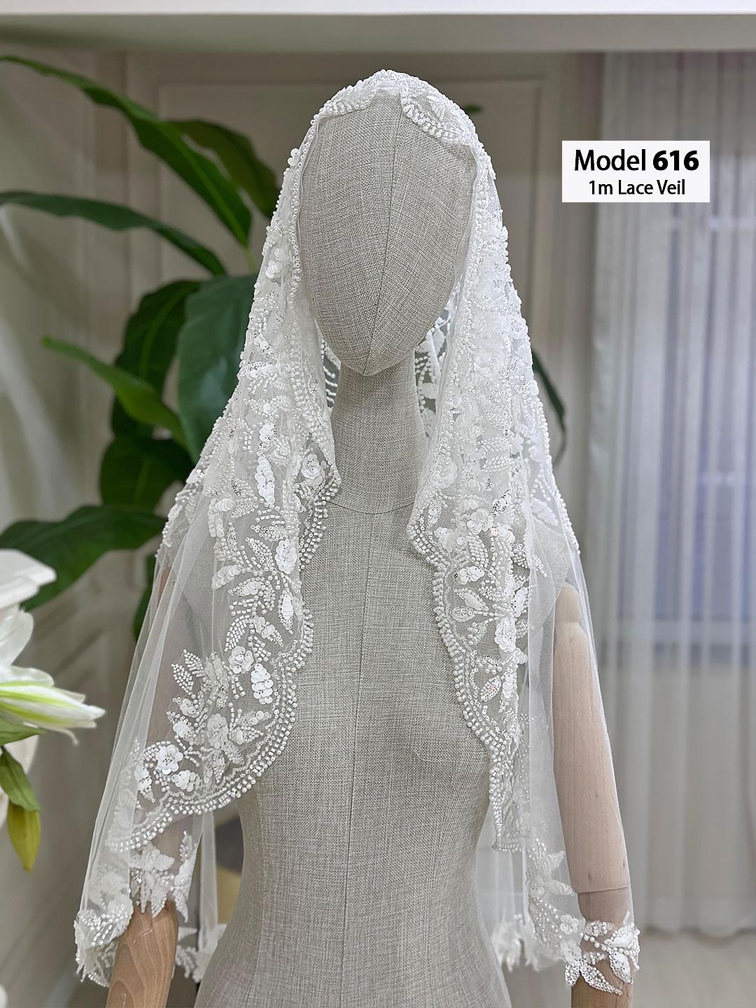 Veiled Model SHORT2 LACE VEILS / Hijab Head Set, Cathedral Veil, Lace Veil, Bridal ...