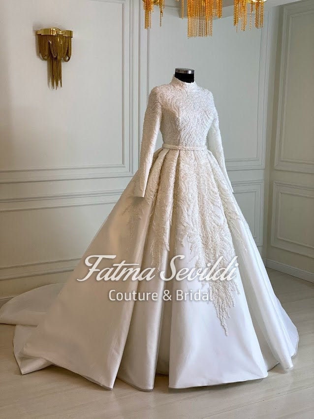 Beaded Lace Bridal Dress Hijab 