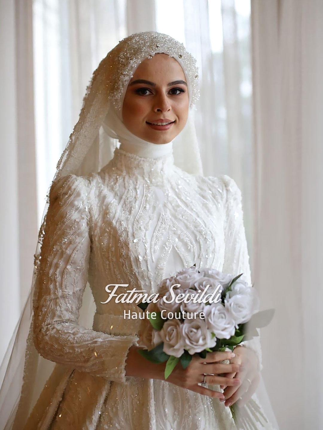 A line Hijab Wedding Dress Beaded Lace Long Sleeve Modest Muslim a-line-hijab-wedding-dress-beaded-lace-long-sleeve-modest-muslim