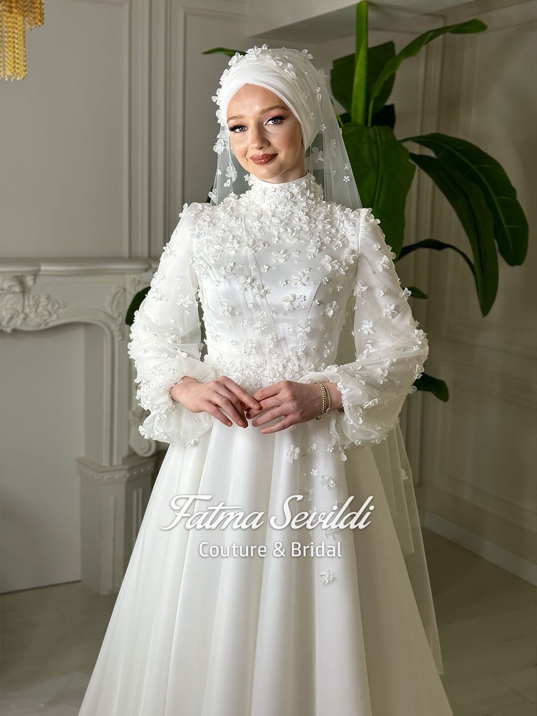 Muslim Wedding Dress With Crystal Beading Luxury main image 1
