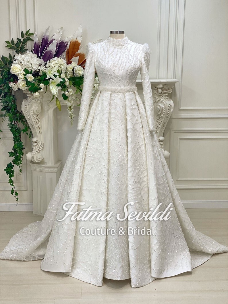 Islamic Hijab Wedding Dress Elegant Muslim Wedding Dress Etsy