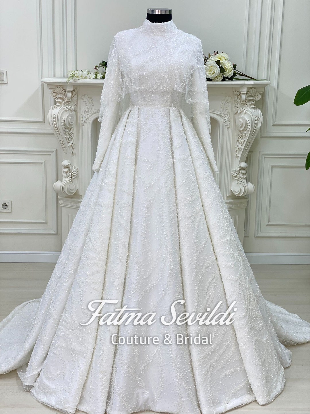 Gaun satin bridal hijab cheap