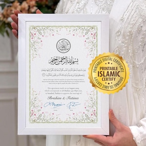 C2- Islamische Heiratsurkunde, Digitale Urkunde, Nikkah Urkunde, Islamischer Hochzeitsvertrag, Nikah Nama, Printable Urkunde
