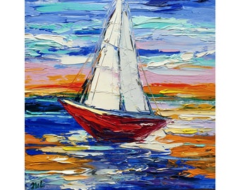 Sailboat Oil Painting Etsy