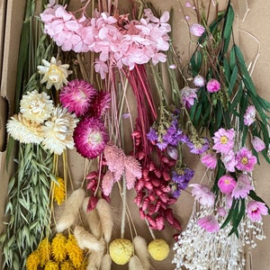 Fiori secchi fai da te Set fai da te in colori colorati e diversi, bouquet di fiori secchi fai da te, ghirlanda di fiori secchi con erba di pampa, Lagurus, Phalaris Bunt/Wiesengrün