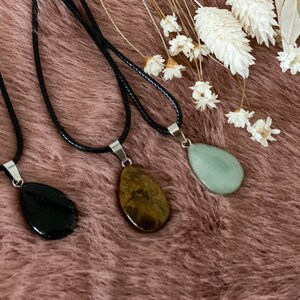 Gemstone necklace, various colors rock crystal, rose quartz, aventurine, jade fairly and ethically traded sustainable jewelry image 1