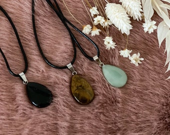 Gemstone necklace, various colors - rock crystal, rose quartz, aventurine, jade |fairly and ethically traded| sustainable jewelry