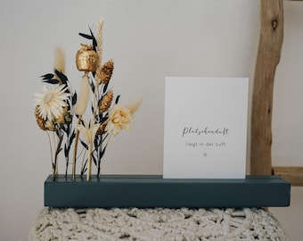Flowerboard, Flowergram als Kartenhalter mit Trockenblumen Holzleiste mit Blumen, Muttertag, Geburtstag, Hochzeit