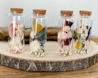 Flores secas en vaso, ramos de flores secas en vaso de 12,5 cm de altura