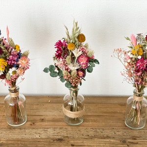 Dried flower bouquet “colorful summer meadow” in different colors with poppies, strawflowers eucalyptus, lagurus, craspedia, oats