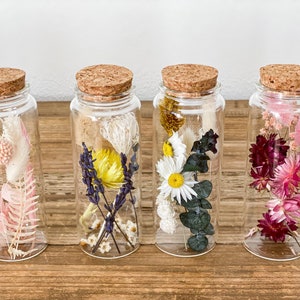 Droogbloemen in een glas, droogbloemenboeketten in een glas 12,5 cm hoog