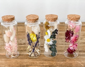 Flores secas en vaso, ramos de flores secas en vaso de 12,5 cm de altura