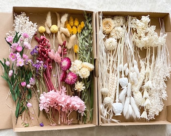 DIY dried flowers DIY set in colorful and different colors, DIY dried flower bouquet, dried flower wreath with pampas grass, lagurus, phalaris