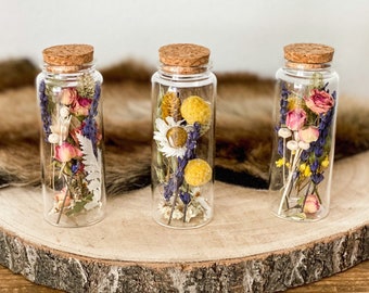 Flores secas en vaso, ramos de flores secas en vaso de 12,5 cm de altura