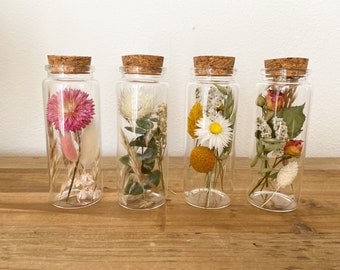 Flores secas en vaso, ramos de flores secas en vaso de 12,5 cm de altura