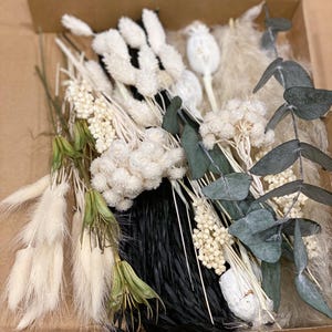 DIY dried flowers DIY set “Cold Days” in natural colors and eucalyptus, DIY dried flower bouquet, dried flower wreath