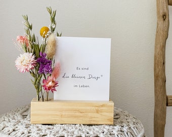 Flowerboard, Flowergram como tarjetero con flores secas como avena, lagurus, craspedia