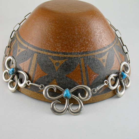 Vintage Native American Handcast Necklace Sterlin… - image 6