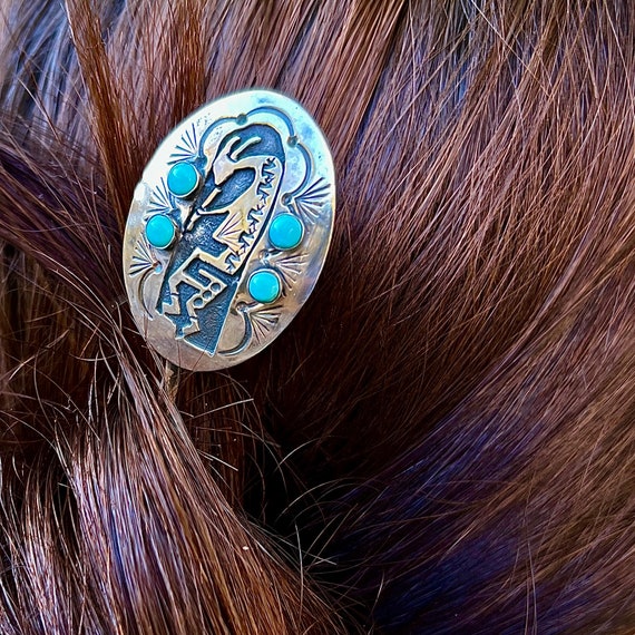 Kokopelli Overlay Hair Pin Stick Hallmarked by Ma… - image 10