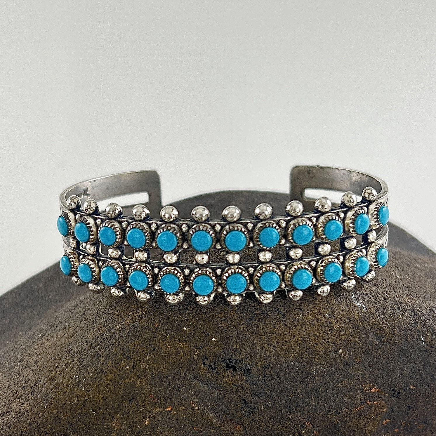 Vintage Native American Double Row Snake Eye Bracelet 24