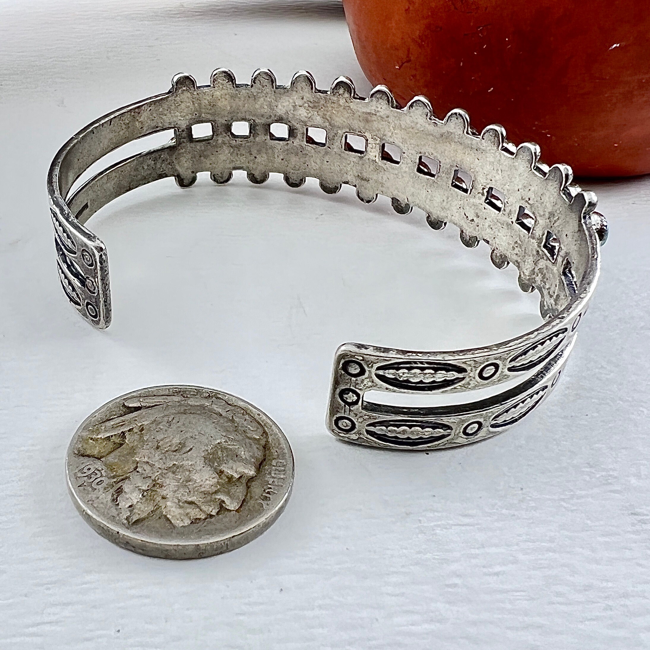 Vintage Native American Double Row Snake Eye Bracelet 24