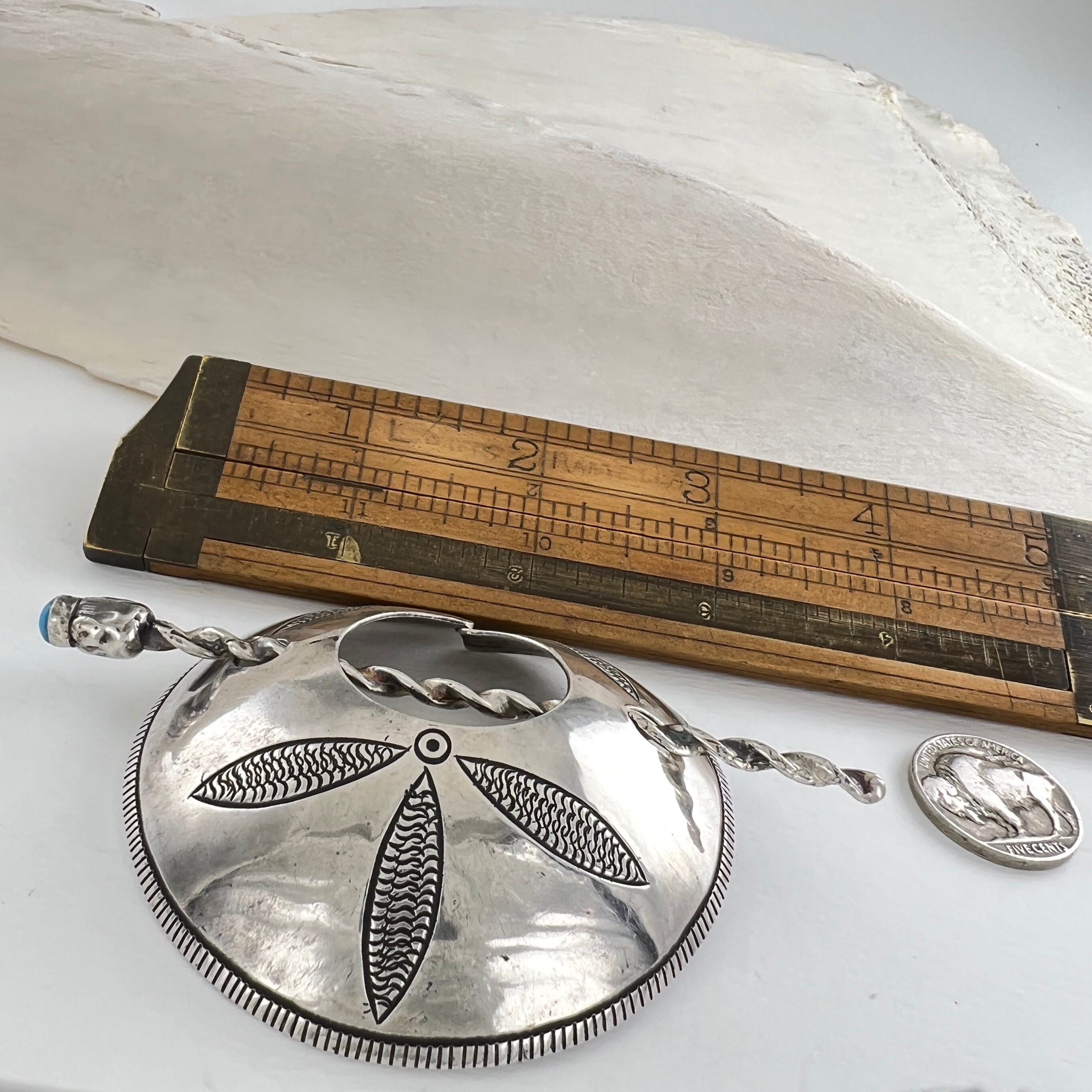 Vintage Sterling Silver Ponytail Holder: Native American 