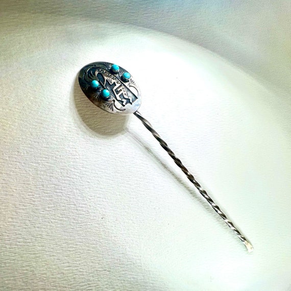 Kokopelli Overlay Hair Pin Stick Hallmarked by Ma… - image 1