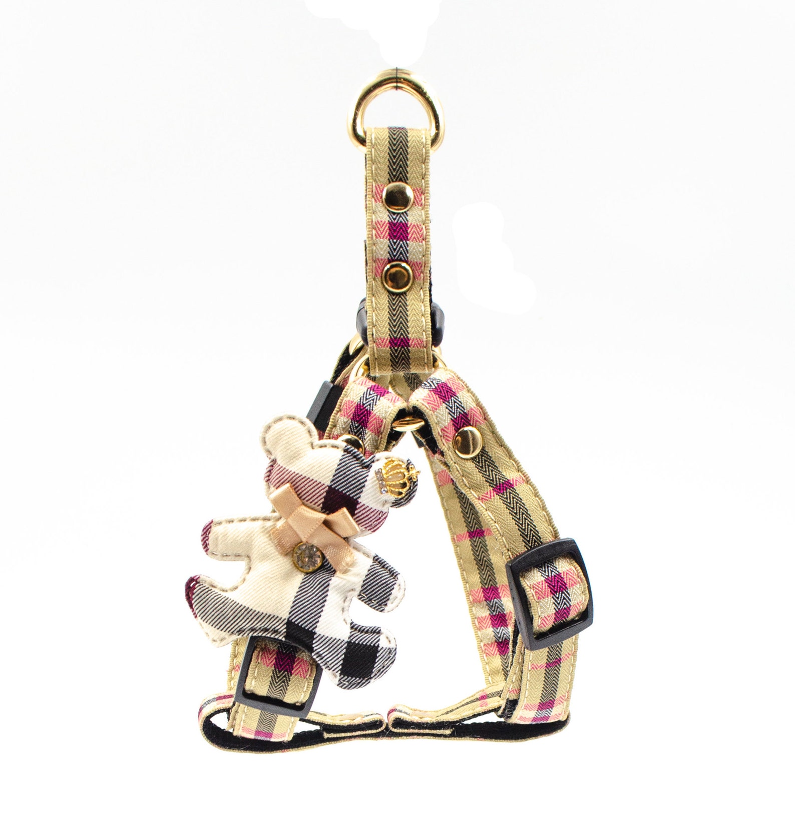 Burberry Style Dog Beige Tartan Harness with Leash Size S Etsy