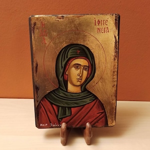 Saint Ephigenia of Ethiopia or Iphigenia of Ethiopia, ( Η Αγία Ιφιγένεια ) hand painted Greek Orthodox Byzantine icon.