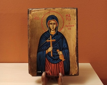 Mary Magdalene ( Μαρία η Μαγδαληνή) hand painted Greek Orthodox Byzantine icon.